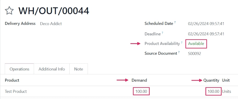 سفارش تحویل برای محصول موجود در سفارش فروش با رزرو در تایید.
