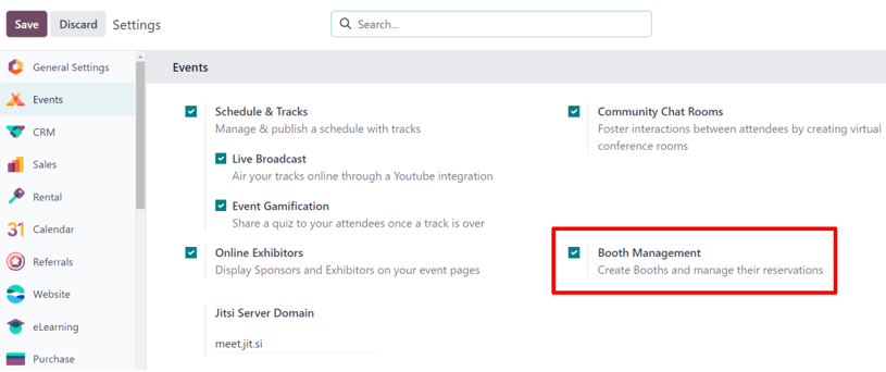 تنظیم مدیریت غرفه‌ها در اپلیکیشن رویدادهای اودوو.