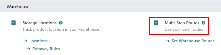 فعال‌سازی مسیرهای چند‌مرحله‌ای و مکان‌های ذخیره‌سازی در تنظیمات انبار.