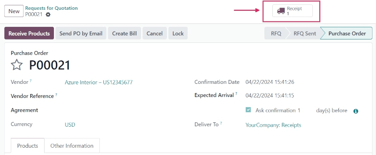 پس از تأیید سفارش خرید، یک دکمه هوشمند رسید ظاهر می‌شود.
