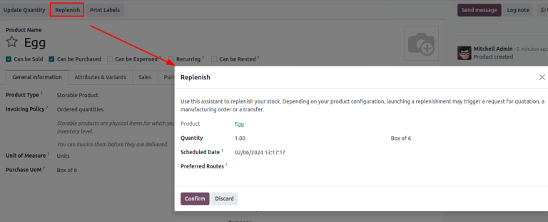 روی دکمه تأمین مجدد کلیک کنید تا به صورت دستی تأمین انجام شود.