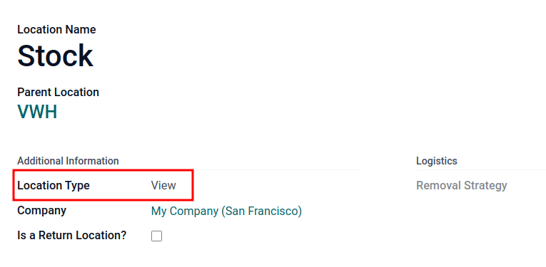 انواع مکان‌های انبار در صفحه ایجاد مکان.