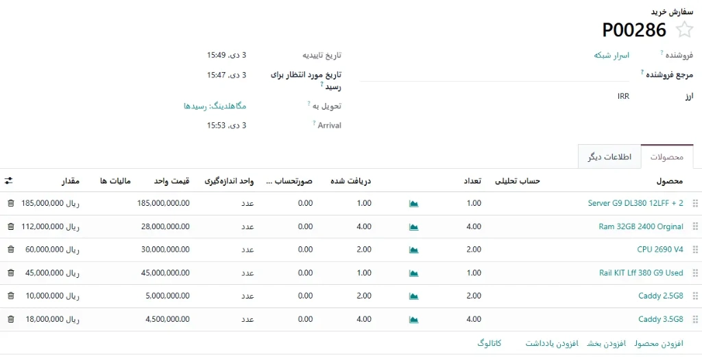 محصولات در ماژول اودوو