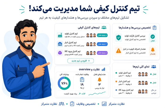 تیم‌ کنترل کیفی شما مدیریت می کند