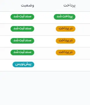 وضعیت پرداخت